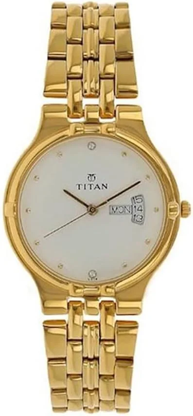 ساعت مچی مردانه تایتان کارishma آنالوگ صفحه سفید مدل NL1107YM07، طلایی/سفید