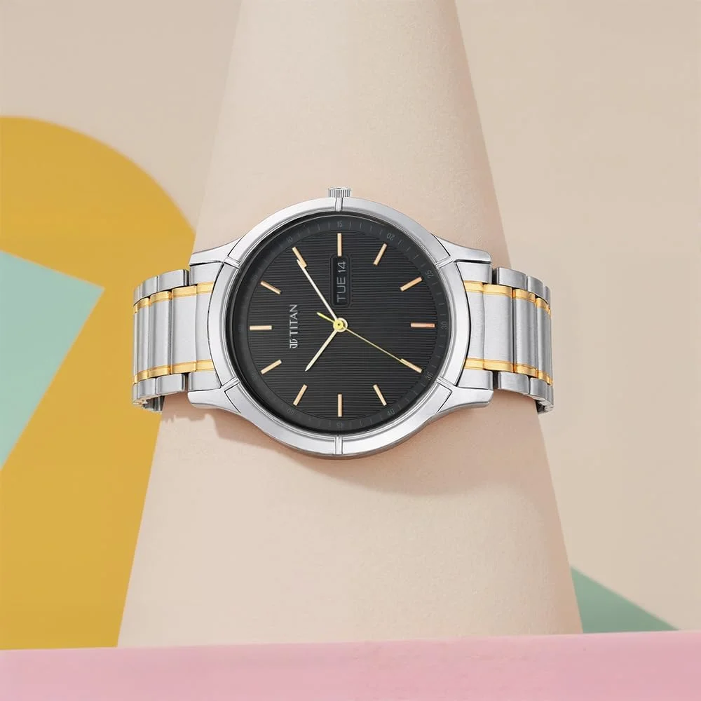 ساعت مردانه تایتان مدل لاگان با صفحه مشکی آنالوگ - NN1775KM01، مشکی