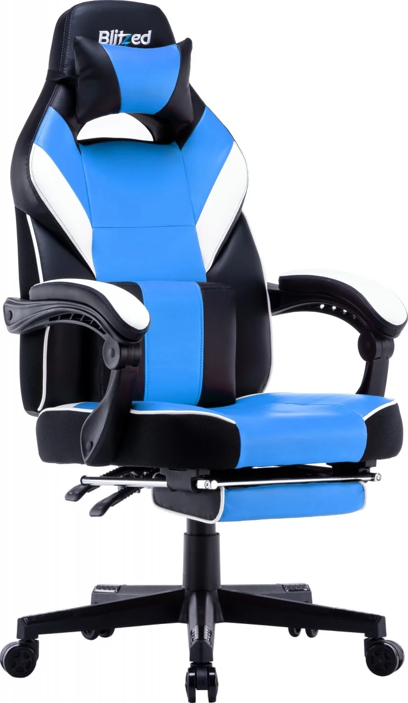 صندلی گیمینگ Blitzed مدل Porto با زیرپایی جمع شونده - آبی/مشکی | PORTOBLUE صندلی گیمینگ Blitzed مدل Porto با زیرپایی جمع شونده - آبی/مشکی | PORTOBLUE