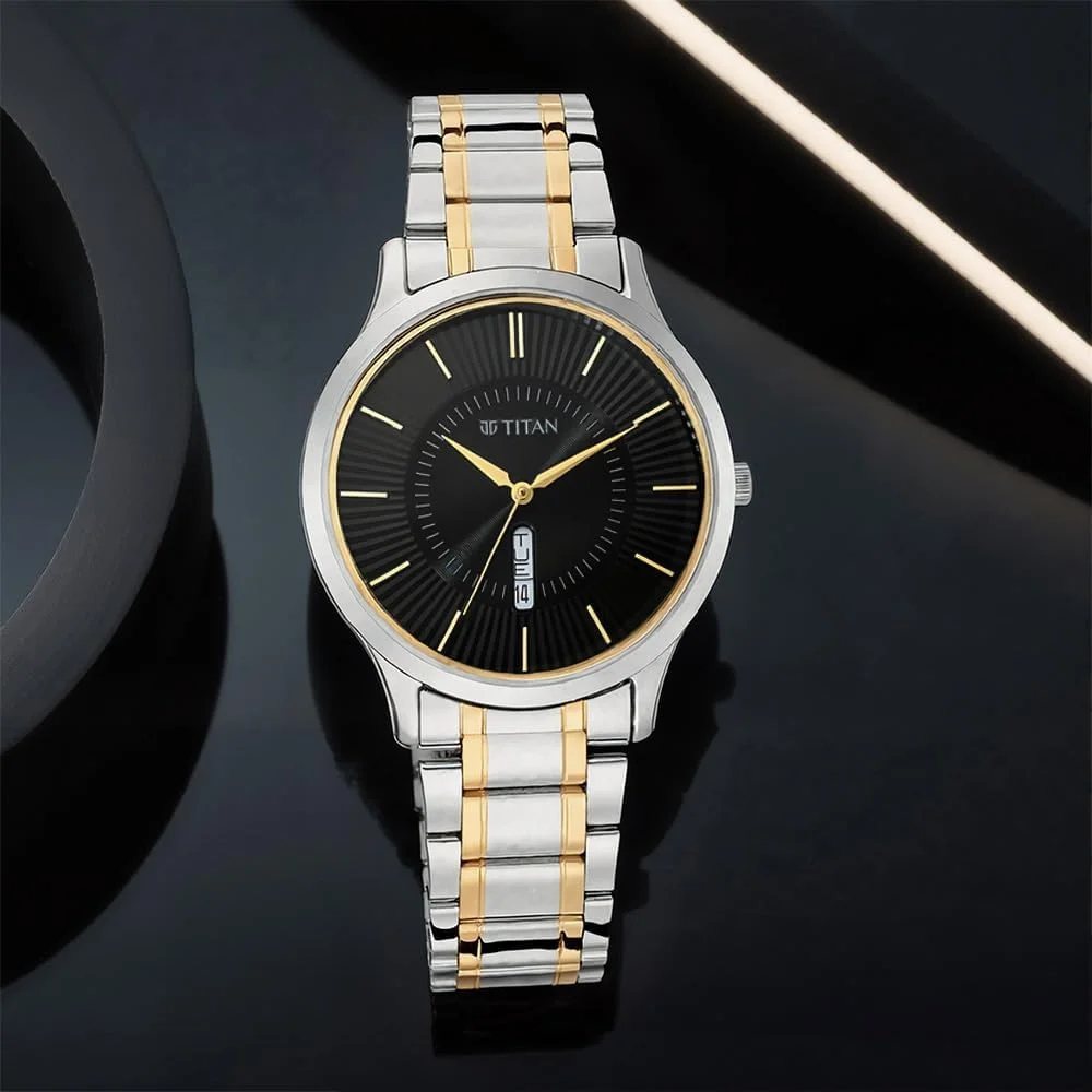 ساعت مچی مردانه تایتان مدل لاگان با صفحه مشکی آنالوگ - Nn1845Bm01/Nr1845Bm01، رنگ بند - چند رنگ