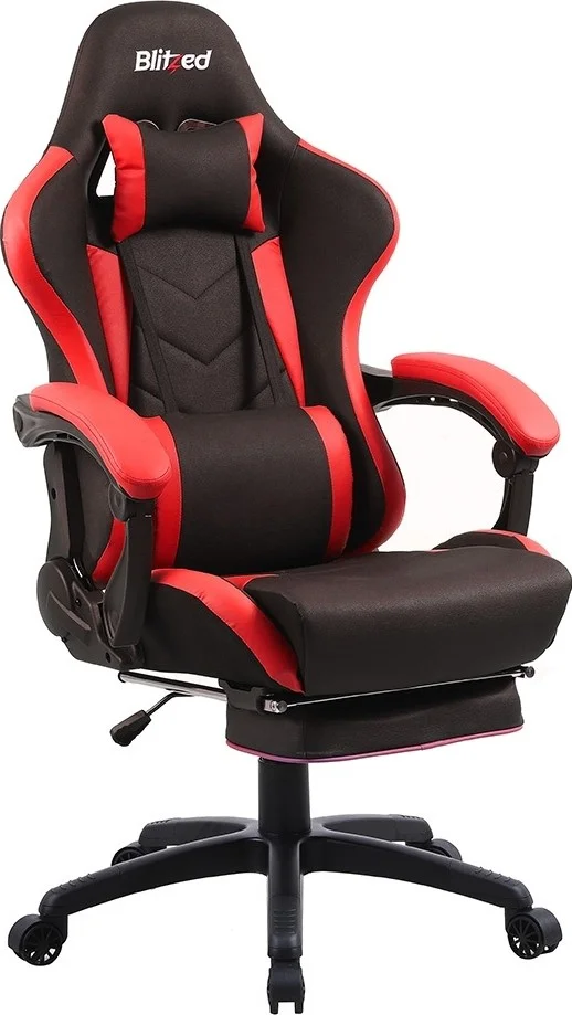 صندلی گیمینگ مسابقه ای Blitzed با زیرپایی جمع شونده نایروبی - قرمز/مشکی | NAAIROBIRED