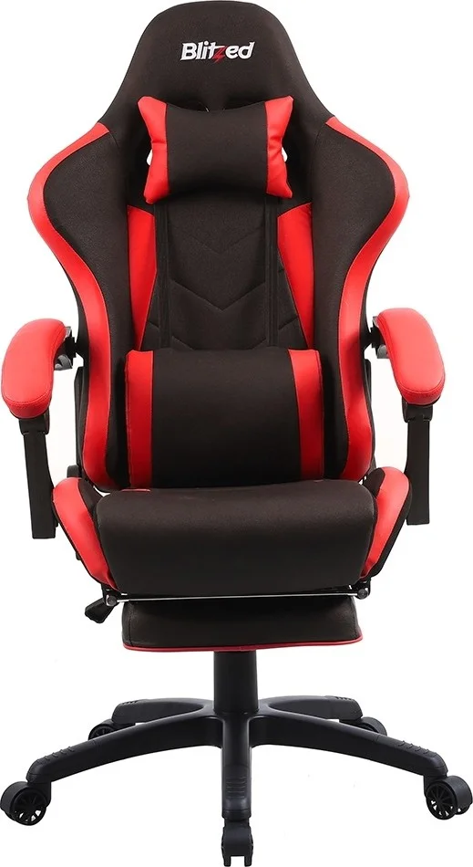 صندلی گیمینگ مسابقه ای Blitzed با زیرپایی جمع شونده نایروبی - قرمز/مشکی | NAAIROBIRED