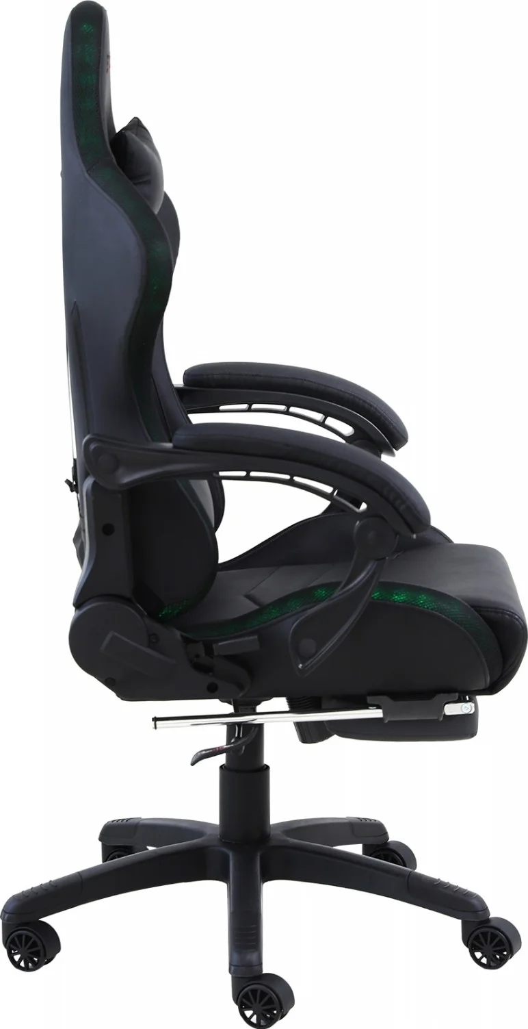 صندلی گیمینگ RGB مدل مسابقه ای با زیرپایی جمع شونده و بالش کمری ماساژور دار 6688 - مشکی | 6688