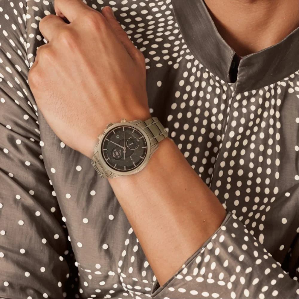 ساعت مچی مردانه تایتان گرندمستر II آنالوگ با صفحه قهوه ای - NP1847KM01/NP1847KM01