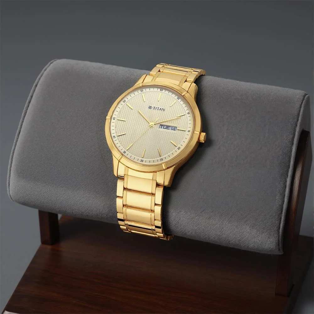 ساعت مچی مردانه تایتان مدل لاگان با صفحه زرد آنالوگ - NN1775YM02، زرد