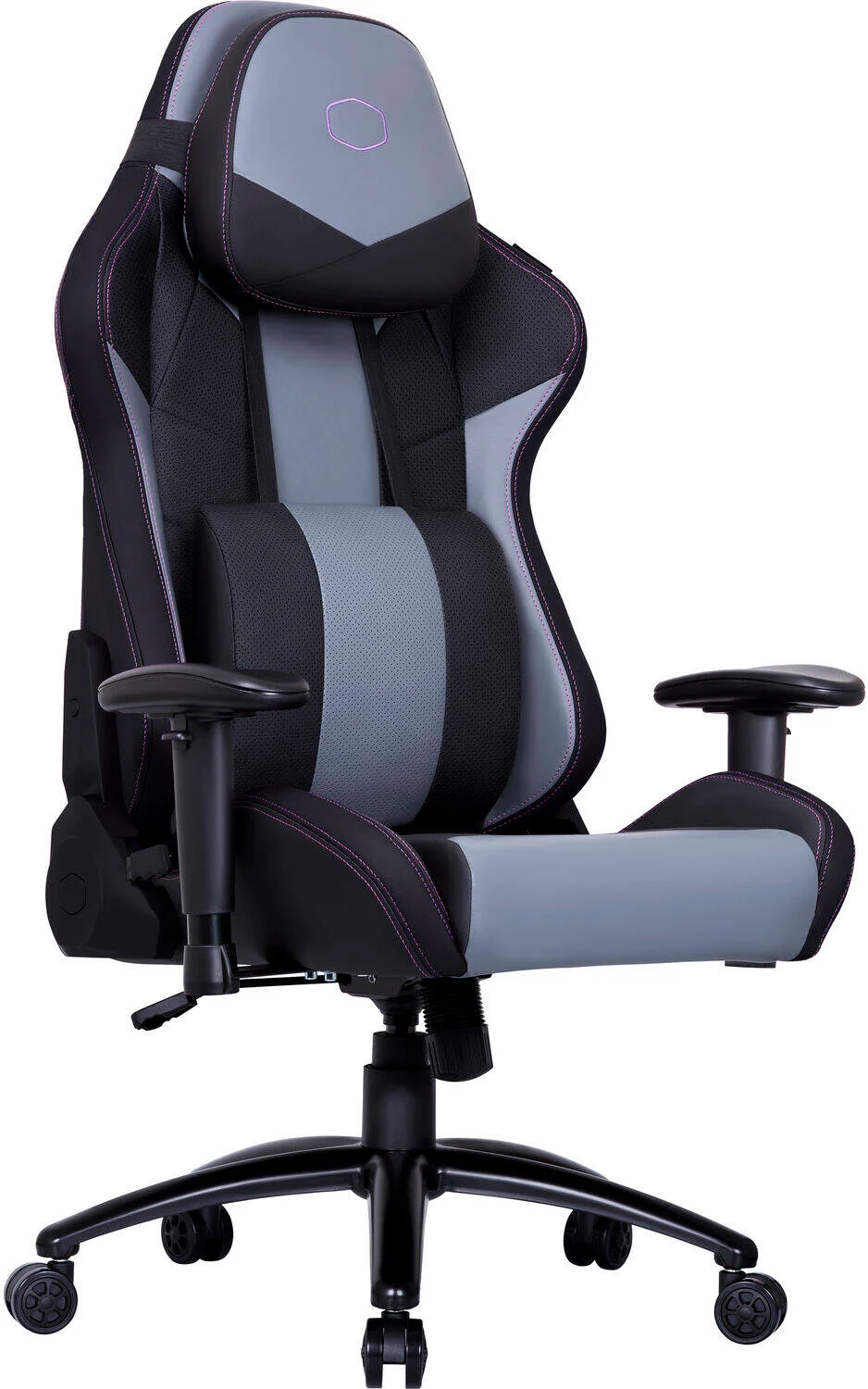 صندلی گیمینگ کولر مستر کالیبر R3، پشتیبانی قابل تنظیم کمر، تکیه گاه ۱۸۰ درجه، فریم فولادی تقویت شده، فوم حافظه دار، PU تنفسی، بالابر گازی کلاس 4، دسته های 2D، مشکی | CMI-GCR3-BK