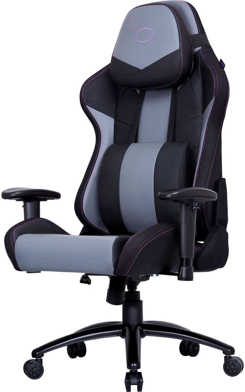 صندلی گیمینگ کولر مستر کالیبر R3، پشتیبانی قابل تنظیم کمر، تکیه گاه ۱۸۰ درجه، فریم فولادی تقویت شده، فوم حافظه دار، PU تنفسی، بالابر گازی کلاس 4، دسته های 2D، مشکی | CMI-GCR3-BK