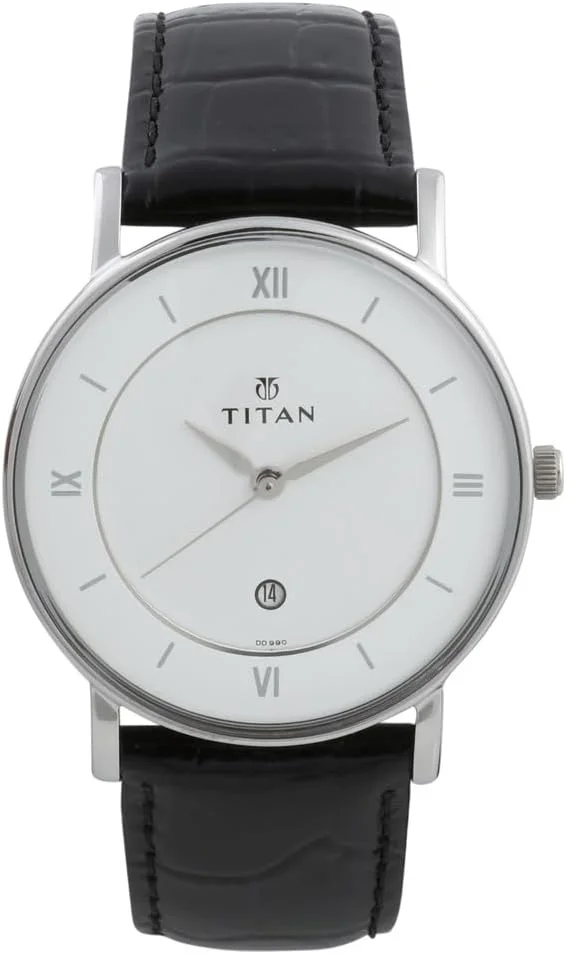 ساعت مچی مردانه تایتان کلاسیک آنالوگ با صفحه گرد سفید و بند چرمی مشکی - 9162SL04