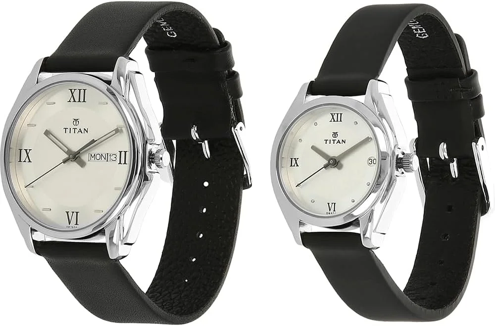 ساعت مچی عقربه‌ای تایتان مدل بندان با صفحه نقره‌ای - NL15782489SL03/NR15782489SL03P (ست)