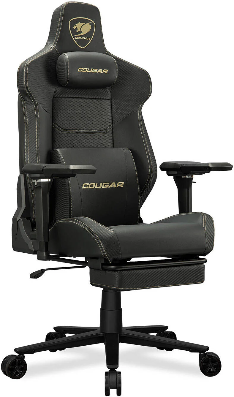 صندلی گیمینگ کوگار ARMOR EVO M، چرم PVC تنفسی، دسته های قابل تنظیم 5D، بالشتک کمری، فریم فولادی، سیلندر بالابر گازی کلاس 4 با ظرفیت تا 160 کیلوگرم، مشکی/طلایی | 3MEVMGLB.0001