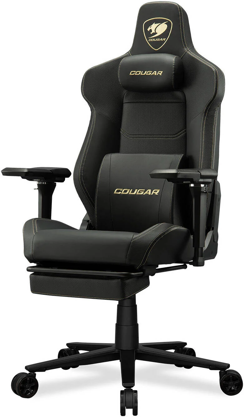 صندلی گیمینگ کوگار ARMOR EVO M، چرم PVC تنفسی، دسته های قابل تنظیم 5D، بالشتک کمری، فریم فولادی، سیلندر بالابر گازی کلاس 4 با ظرفیت تا 160 کیلوگرم، مشکی/طلایی | 3MEVMGLB.0001