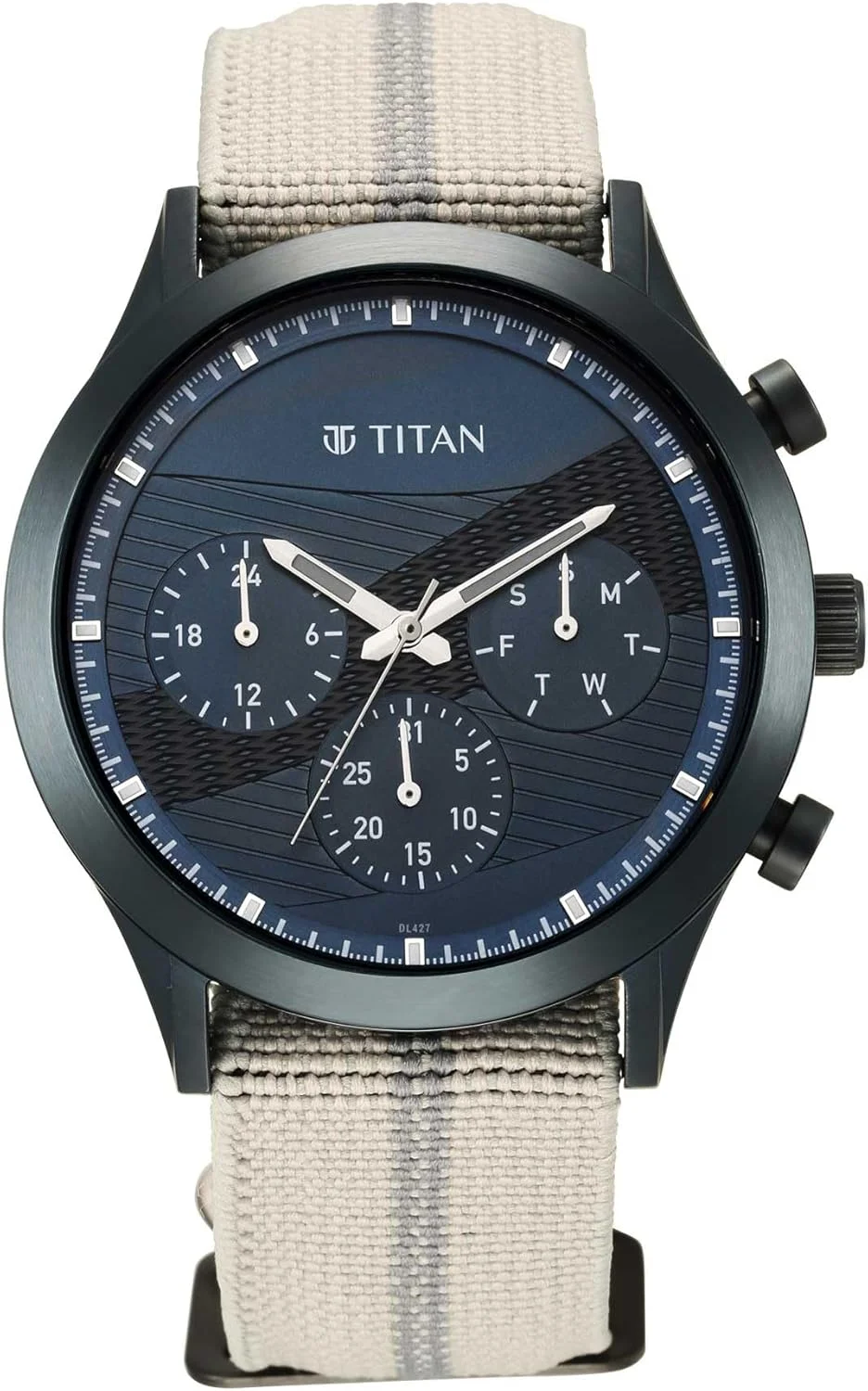 ساعت مچی مردانه تایتان مدل آنالوگ با صفحه آبی-90129QP01، خاکستری، موتور کوارتز