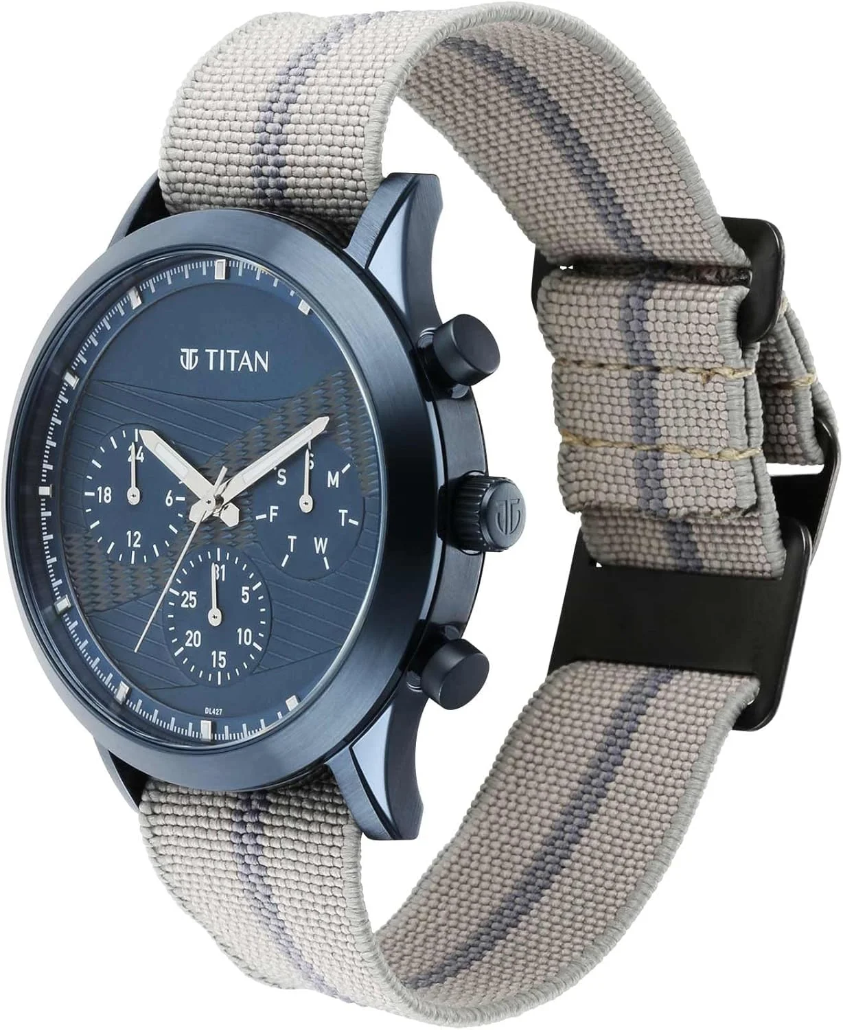 ساعت مچی مردانه تایتان مدل آنالوگ با صفحه آبی-90129QP01، خاکستری، موتور کوارتز