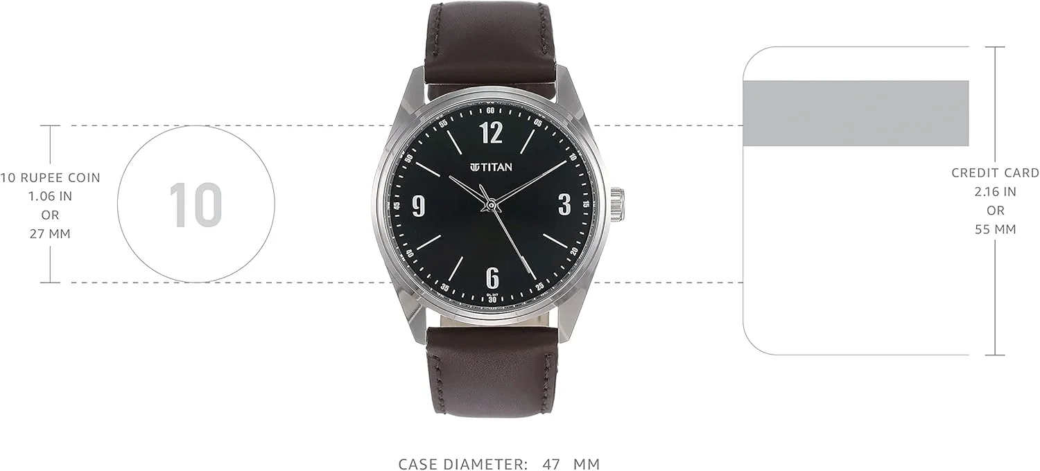 ساعت مچی مردانه تیتان مدل آنالوگ با صفحه مشکی و موتور کوارتز