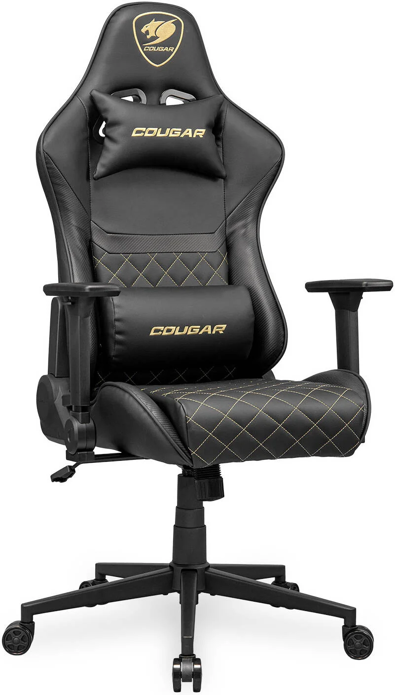 صندلی گیمینگ کوگار Armor One V2، روکش چرم PVC، دسته های تاشو 4D، قابلیت خواباندن پشتی تا 155 درجه، تنظیم ارتفاع با پیستون، تحمل وزن تا 120 کیلوگرم، مشکی / طلایی | 3MAO2GLB.0001