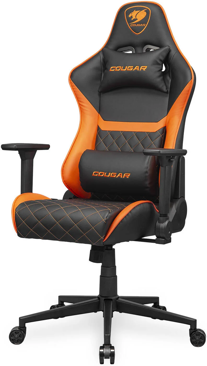 صندلی گیمینگ Cougar Armor One V2، سطح چرم PVC، دسته های تاشو 4D، تکیه گاه 155 درجه، تنظیم ارتفاع پیستونی، پشتیبانی از وزن تا 120 کیلوگرم، مشکی / نارنجی | 3MAO2ORB.0001