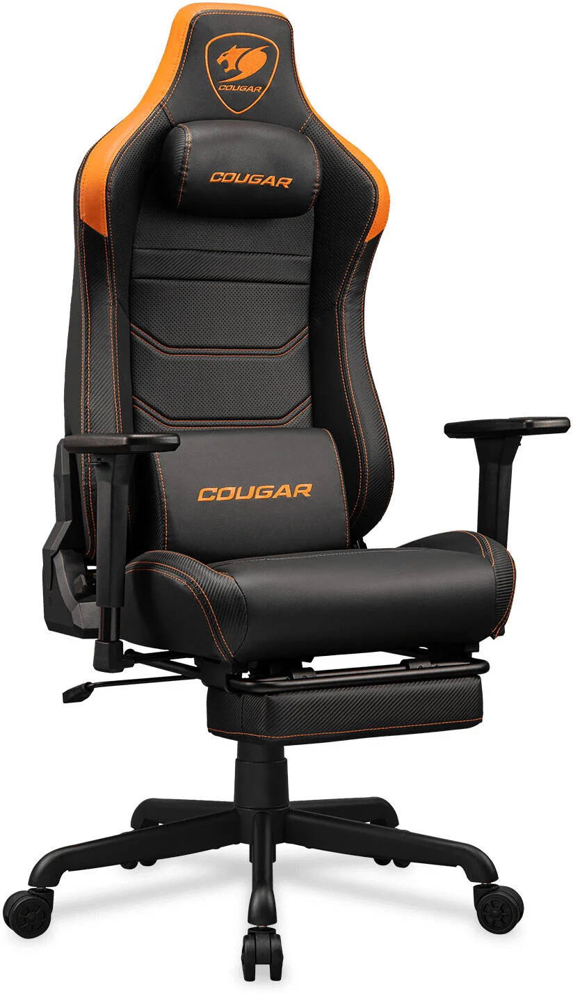 صندلی گیمینگ کوگار ARMOR EVO S، چرم PVC با کیفیت و تنفس پذیر، دسته های قابل تنظیم سه بعدی، بالشتک گردنی مموری فوم مغناطیسی، کوسن کمری، زیرپایی جمع شونده، مشکی/نارنجی | 3MEVSORB.0001