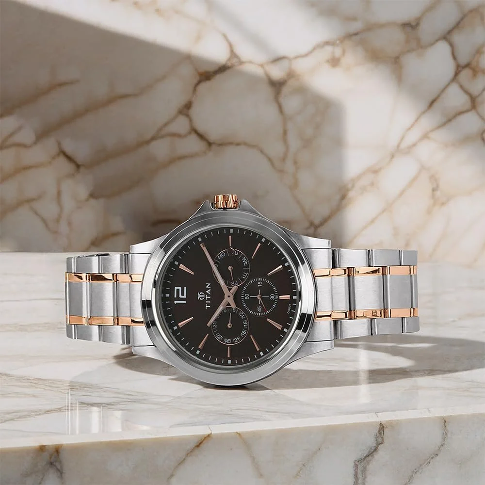 ساعت مچی مردانه تایتان مدل کرونوگراف | کوارتز، مقاوم در برابر آب، بند استیل ضد زنگ