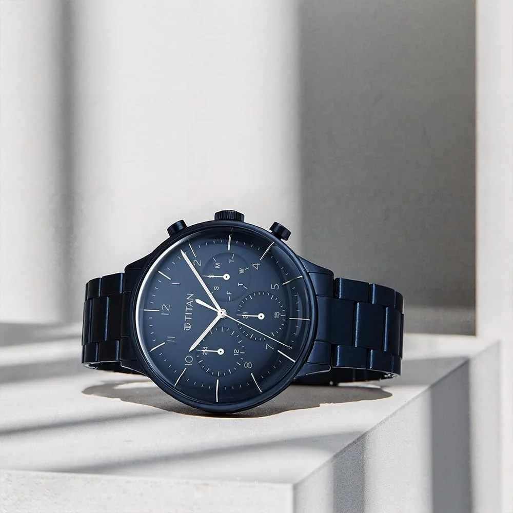 ساعت مچی مردانه تیتان با صفحه آبی و بند استیل ضد زنگ آنالوگ - NR90102QM01 ساعت مچی مردانه تیتان با صفحه آبی و بند استیل ضد زنگ آنالوگ - NR90102QM01