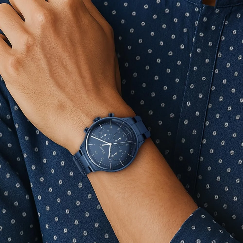 ساعت مچی مردانه تیتان با صفحه آبی و بند استیل ضد زنگ آنالوگ - NR90102QM01 ساعت مچی مردانه تیتان با صفحه آبی و بند استیل ضد زنگ آنالوگ - NR90102QM01