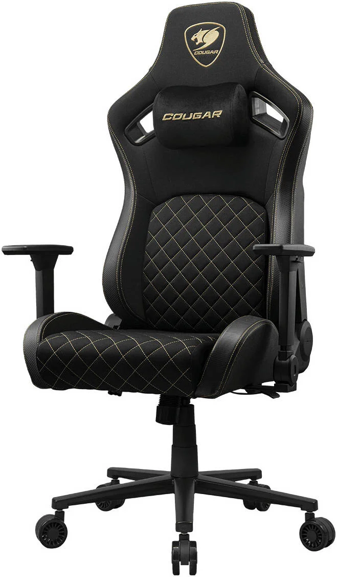 صندلی گیمینگ کوگار Defensor Gold F، سطح پارچه بافته شده، پشتیبانی کمری پیشرفته PushBack، دسته های تاشو 4D، قابلیت خواباندن تا 155 درجه، تنظیم ارتفاع پیستونی، بالابر گازی کلاس 4، مشکی | 3MDFFGLB.0001