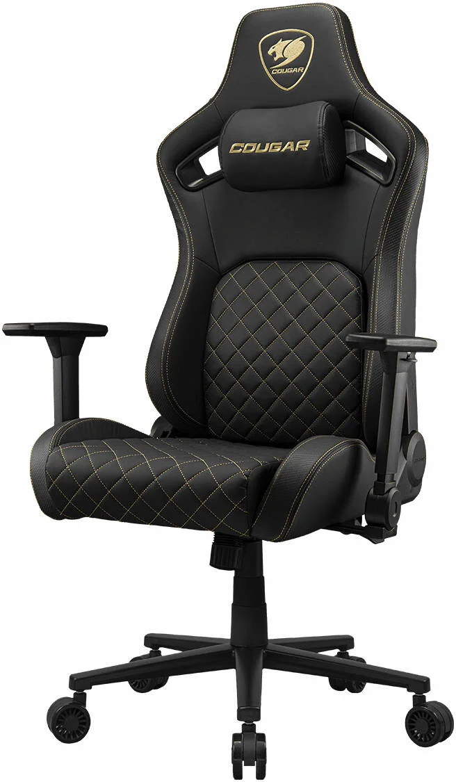 صندلی گیمینگ کوگار مدل Defensor Gold، سطح Hyper-Dura، پشتیبانی کمری پیشرفته PushBack، دسته های تاشو 4D، قابلیت خم شدن 155 درجه، تنظیم ارتفاع با پیستون، بالابر گازی کلاس 4 | 3MDFLGLB.0001