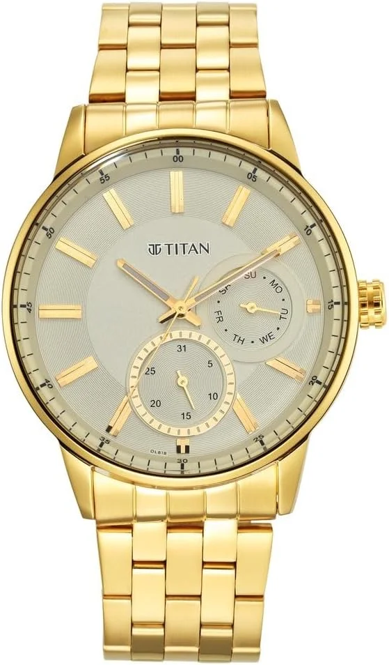 ساعت مچی مردانه تایتان آنالوگ با صفحه طلایی - 9441YM02/NP9441YM02