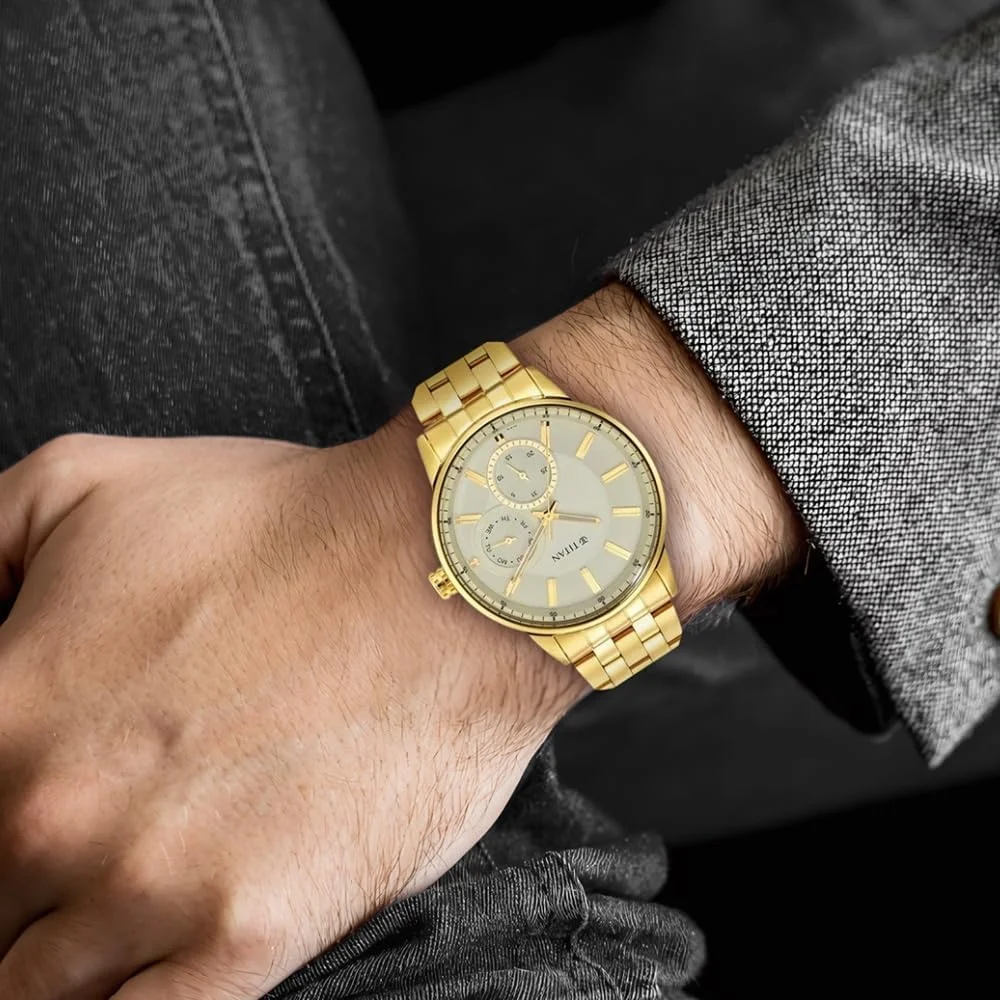 ساعت مچی مردانه تایتان آنالوگ با صفحه طلایی - 9441YM02/NP9441YM02