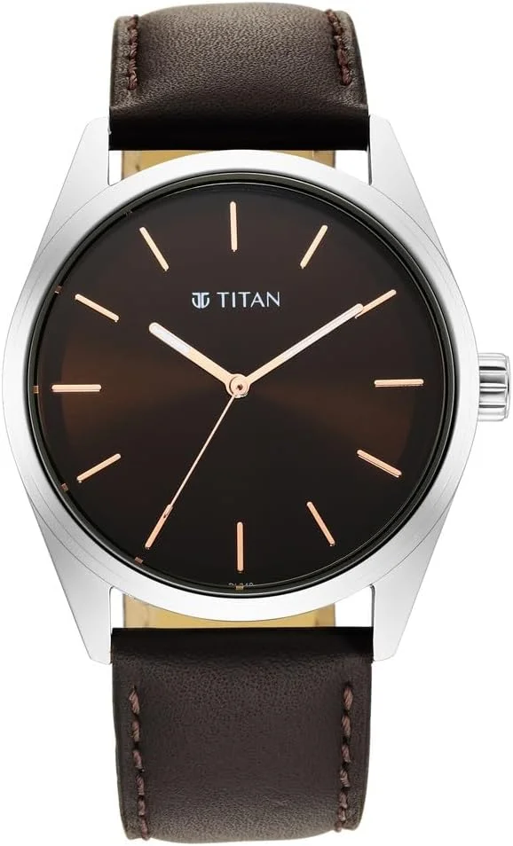 ساعت مچی مردانه تیتان مدل آنالوگ با صفحه قهوه ای - NP1866SL02/NP1866SL02