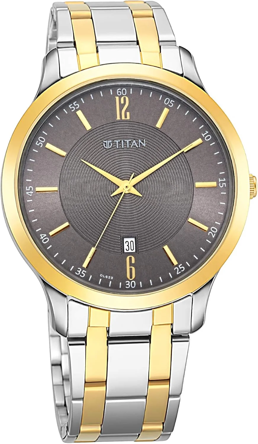 ساعت مچی مردانه تیتان آنالوگ با صفحه قهوه ای مدل 1825BM01