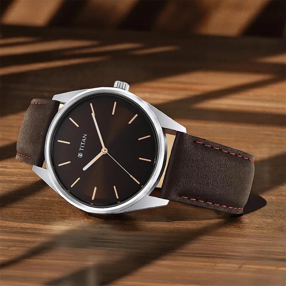 ساعت مچی مردانه تیتان مدل آنالوگ با صفحه قهوه ای - NP1866SL02/NP1866SL02