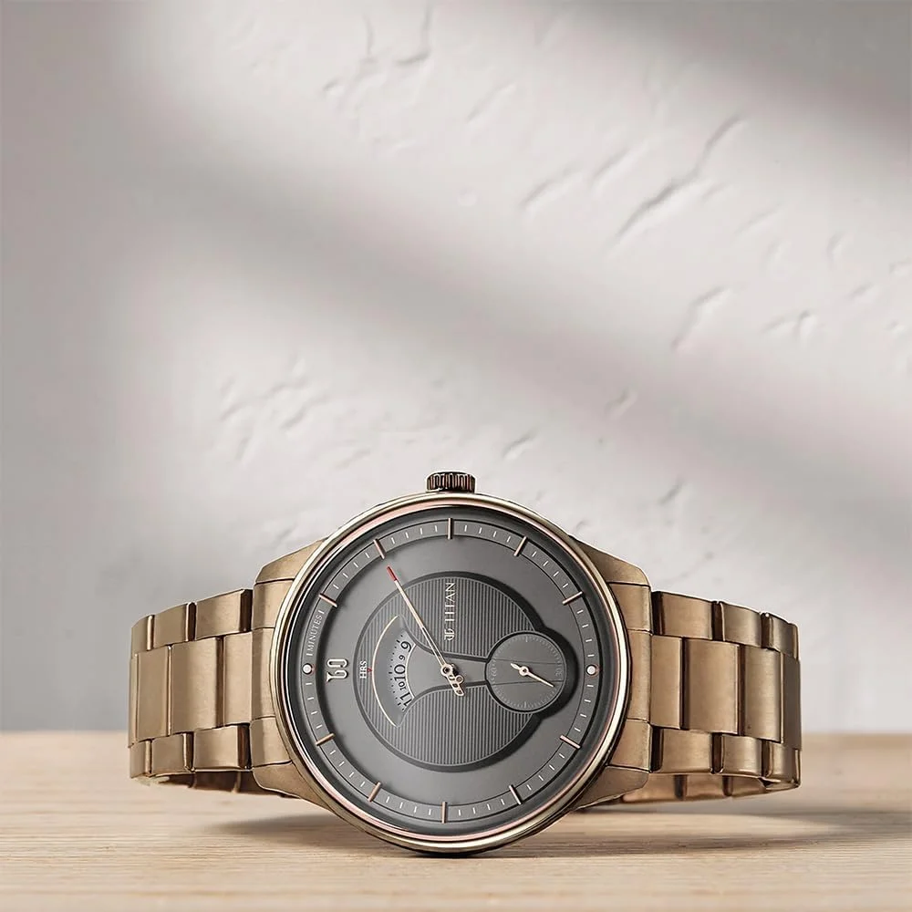 ساعت مچی مردانه تایتان مدل آنالوگ با صفحه قهوه ای - 1890QM01, TCE