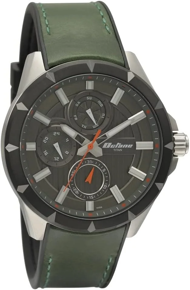ساعت مچی مردانه تایتان مدل 90123KP01، آنالوگ، بند چرمی مشکی، صفحه مشکی