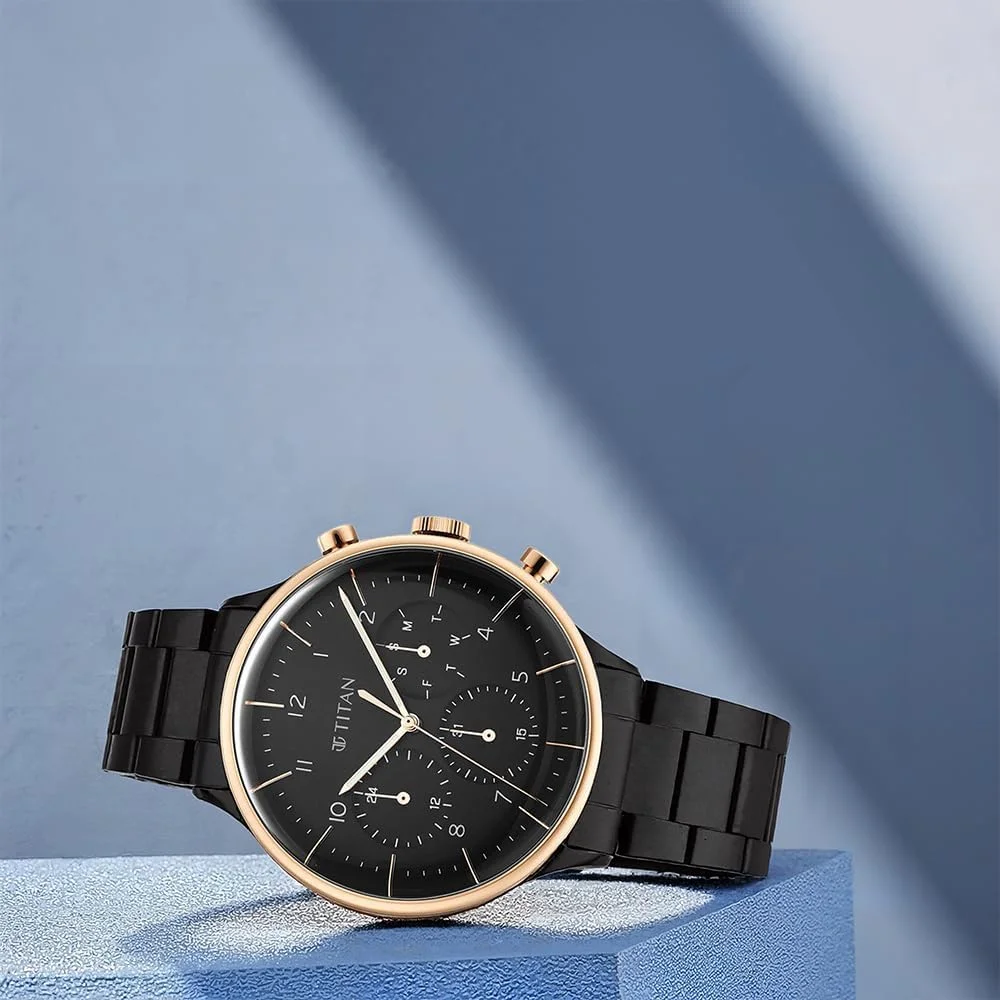 ساعت مچی مردانه تیتان مدل آنالوگ با صفحه مشکی - 90102KM01، مشکی