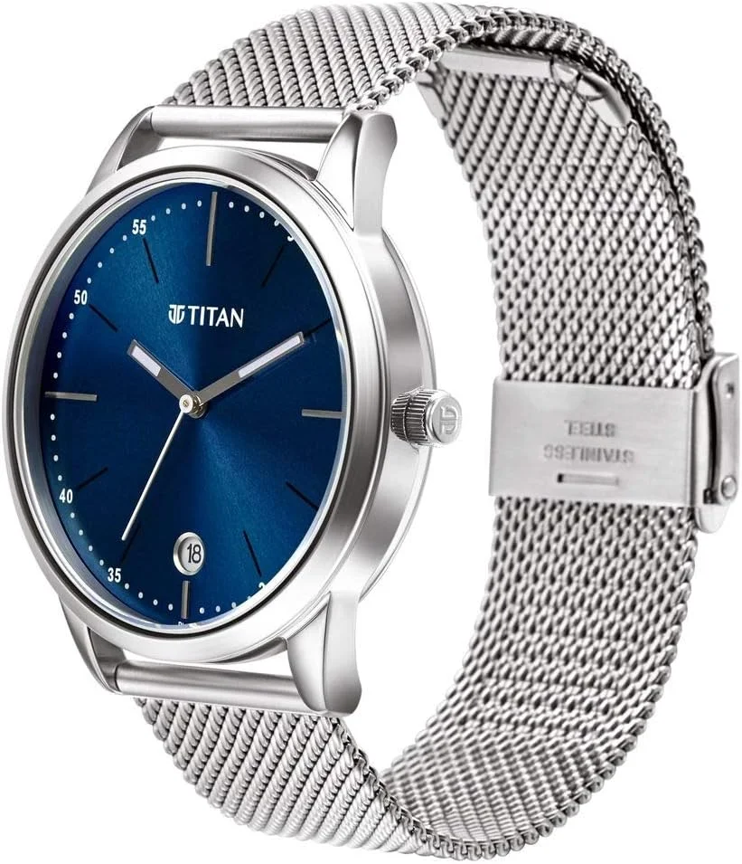 ساعت مچی مردانه تایتان مدل 1806SM04 عقربه ای آبی بند استیل