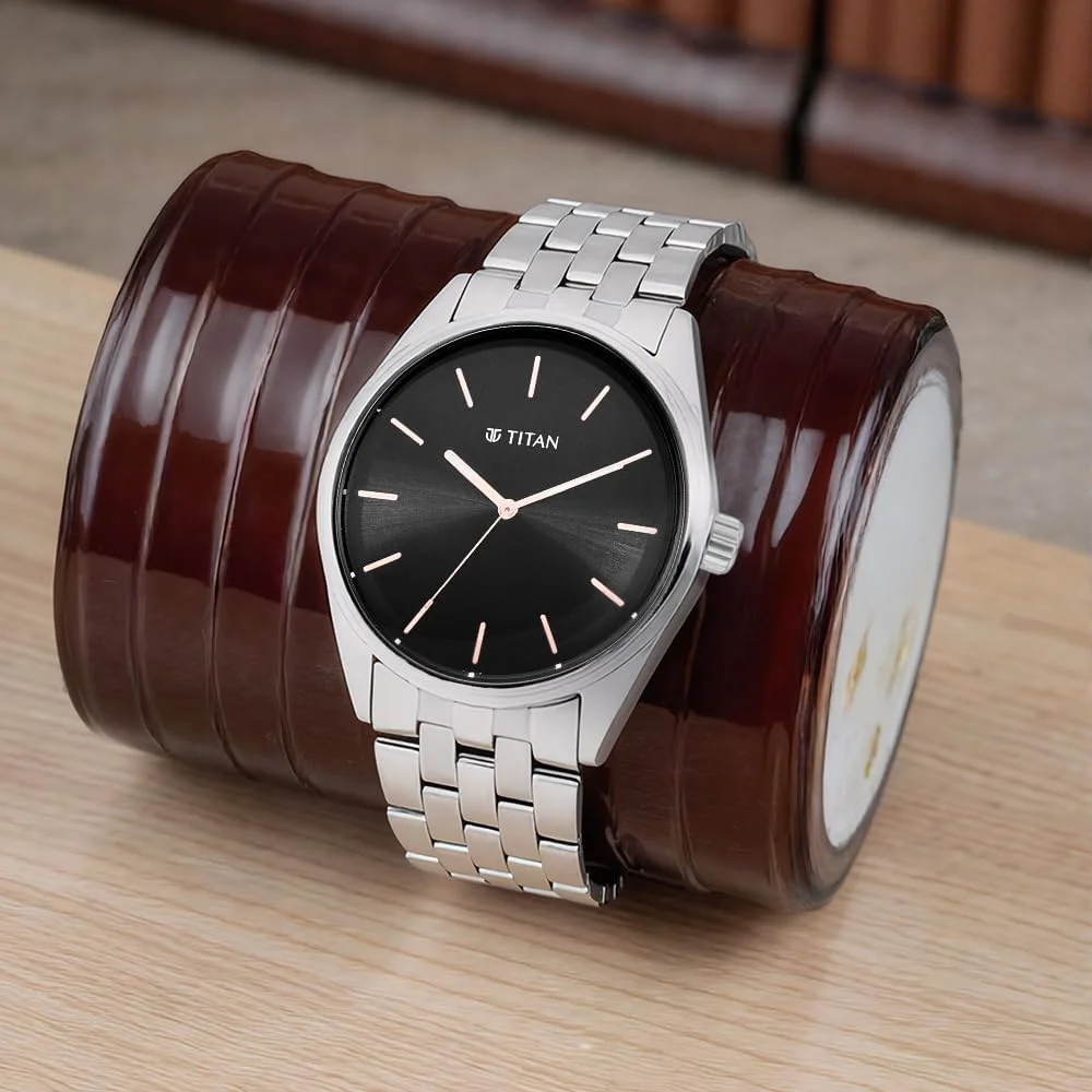 ساعت مچی مردانه تایتان مدل آنالوگ با صفحه مشکی - 1866SM01، مشکی، ساعت آنالوگ