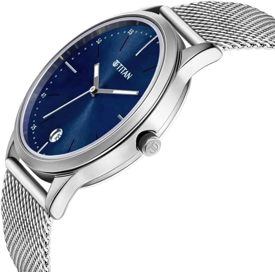 ساعت مچی مردانه تایتان مدل 1806SM04 عقربه ای آبی بند استیل