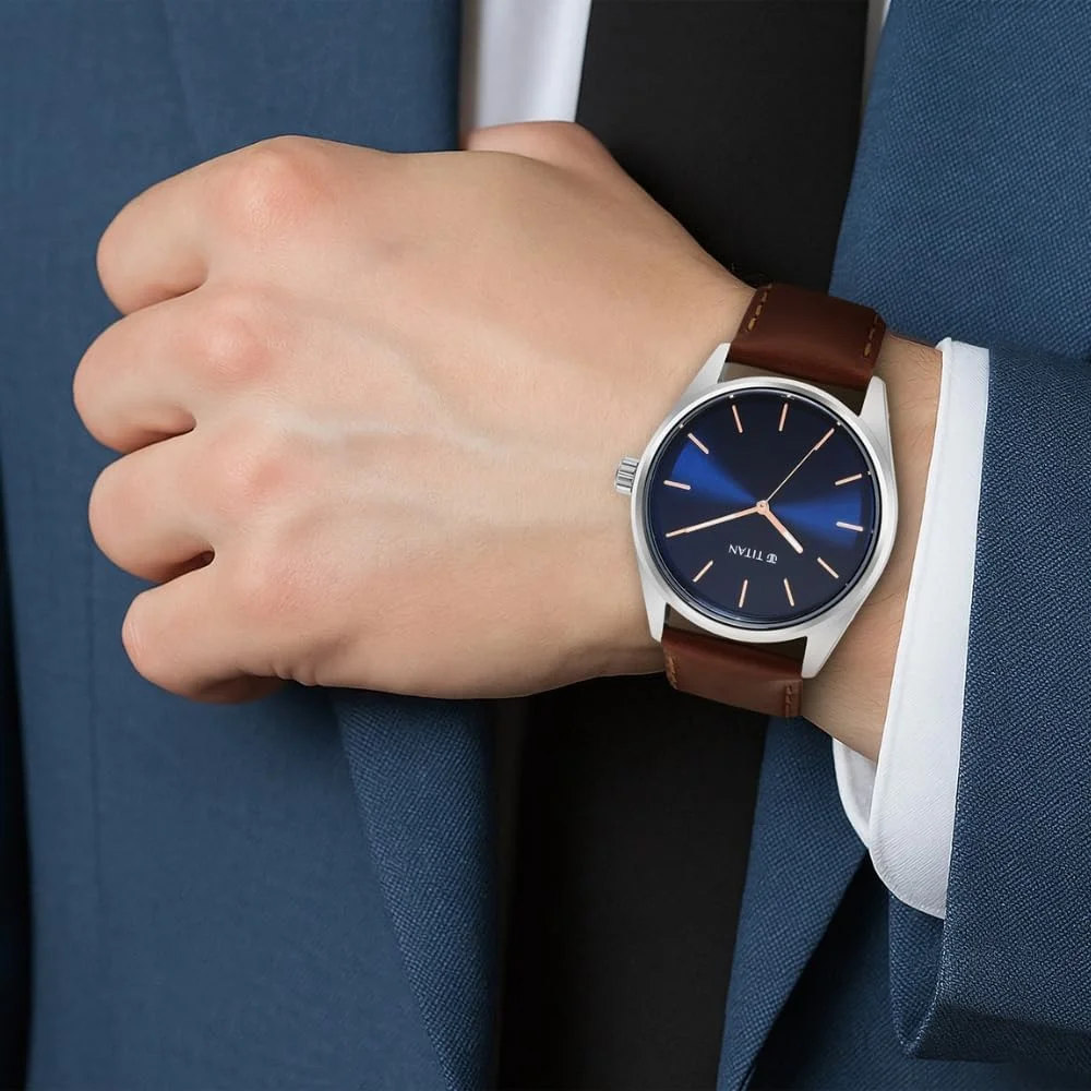 ساعت مچی مردانه تایتان آنالوگ با صفحه آبی - NP1866SL01/NP1866SL01