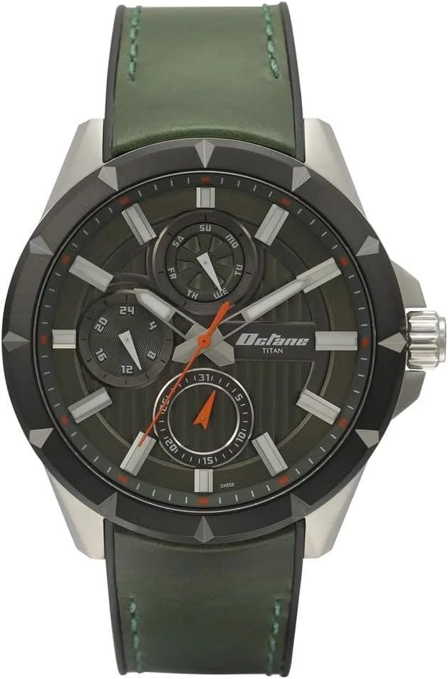 ساعت مچی مردانه تایتان مدل 90123KP01، آنالوگ، بند چرمی مشکی، صفحه مشکی
