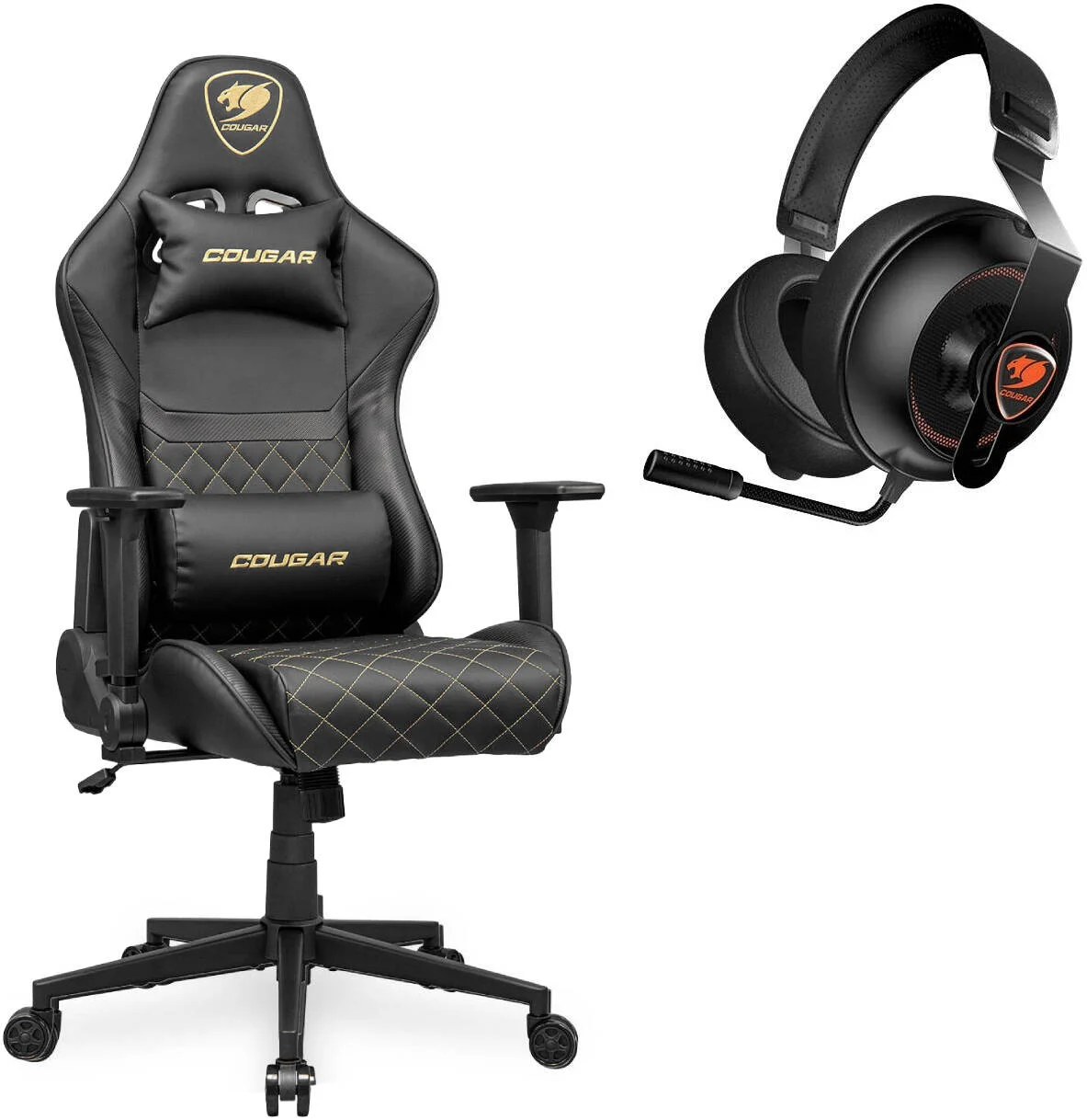 بسته آسایش و صدای کوگار - هدست کوگار فانتوم اسنشیال + صندلی گیمینگ کوگار آرمور وان V2 | CG-HS-PHONTUM-ESNTL-BLK/3MAO2GLB.0001