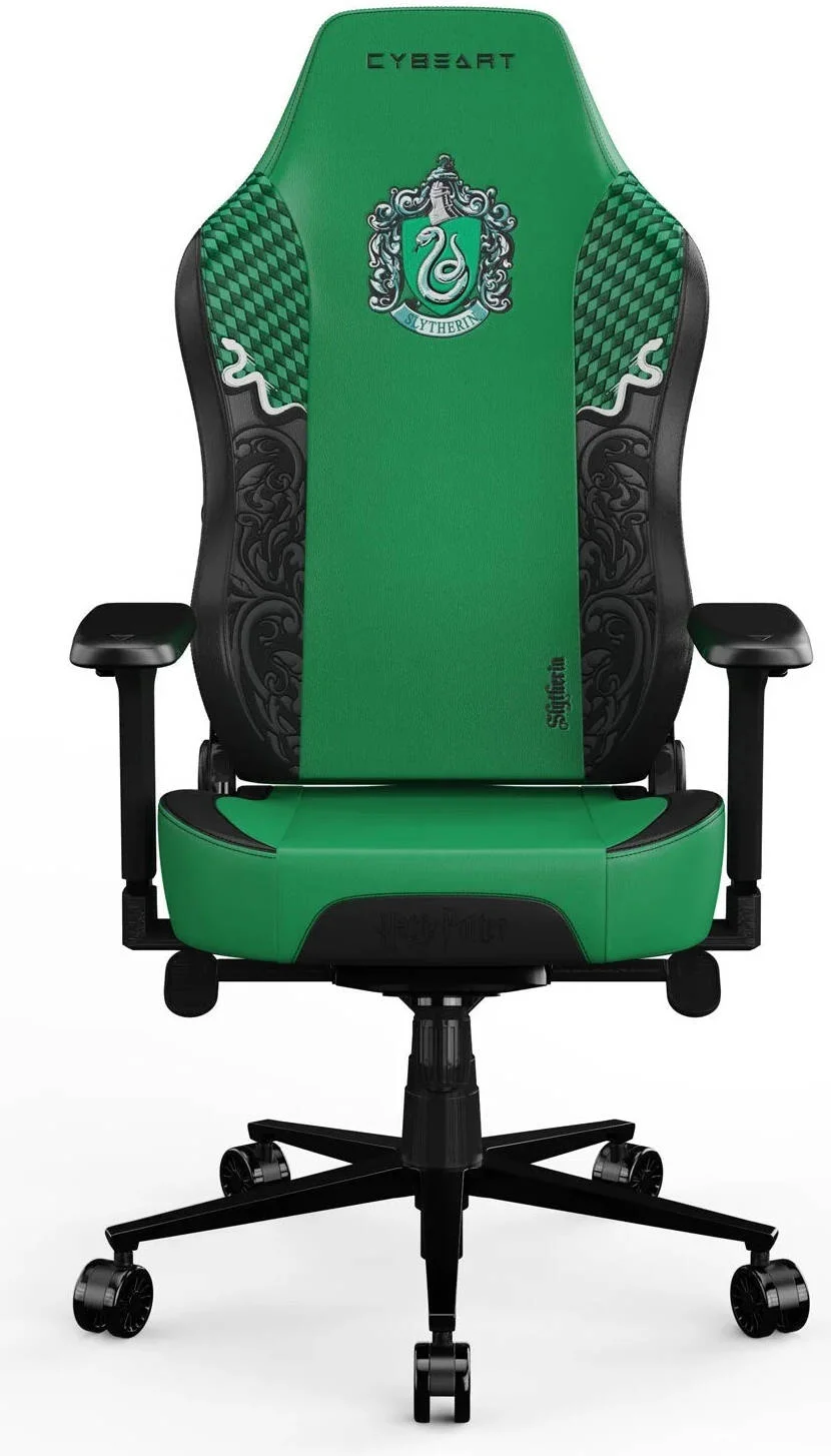 صندلی گیمینگ نسخه لایسنس شده سایبرآرت اسلایترین، چرم PU عالی، فوم سرد، پشتیبانی کمری داخلی قابل تنظیم، تکیه گاه دست 4D، مکانیزم شیب چندگانه، حداکثر وزن 150 کیلوگرم، سبز | SLYTHRN