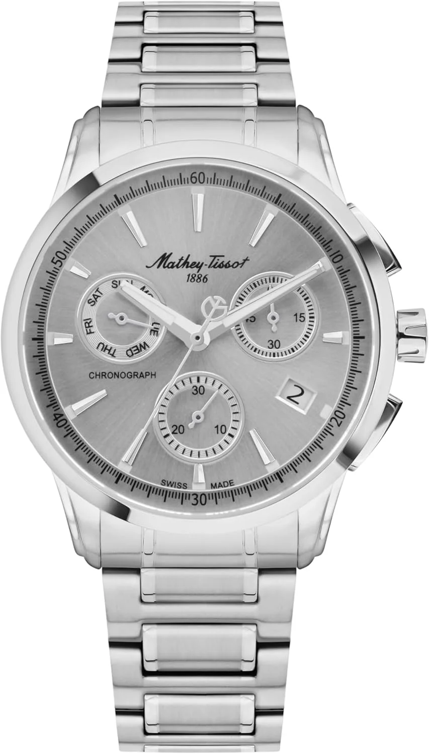 ساعت مچی مردانه متِی تیسوت مدل H198Chas با صفحه نقره‌ای، بدنه و بند استیل ضد زنگ نقره‌ای