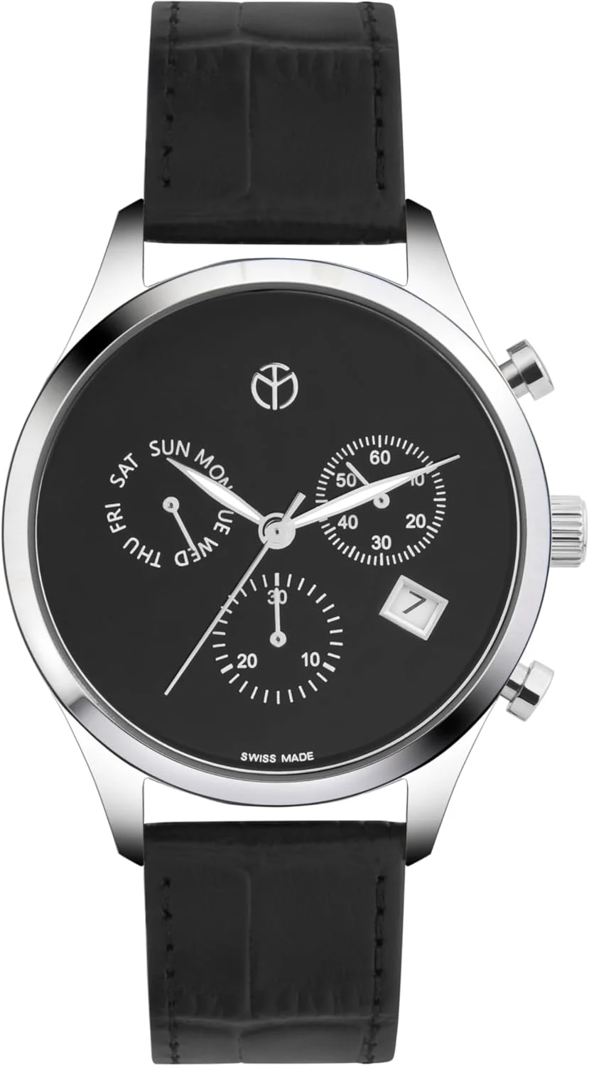 ساعت مچی مردانه متِی تیسو مدل Urban Chrono با صفحه مشکی و موتور کوارتز ساخت سوئیس - H411CHLNM