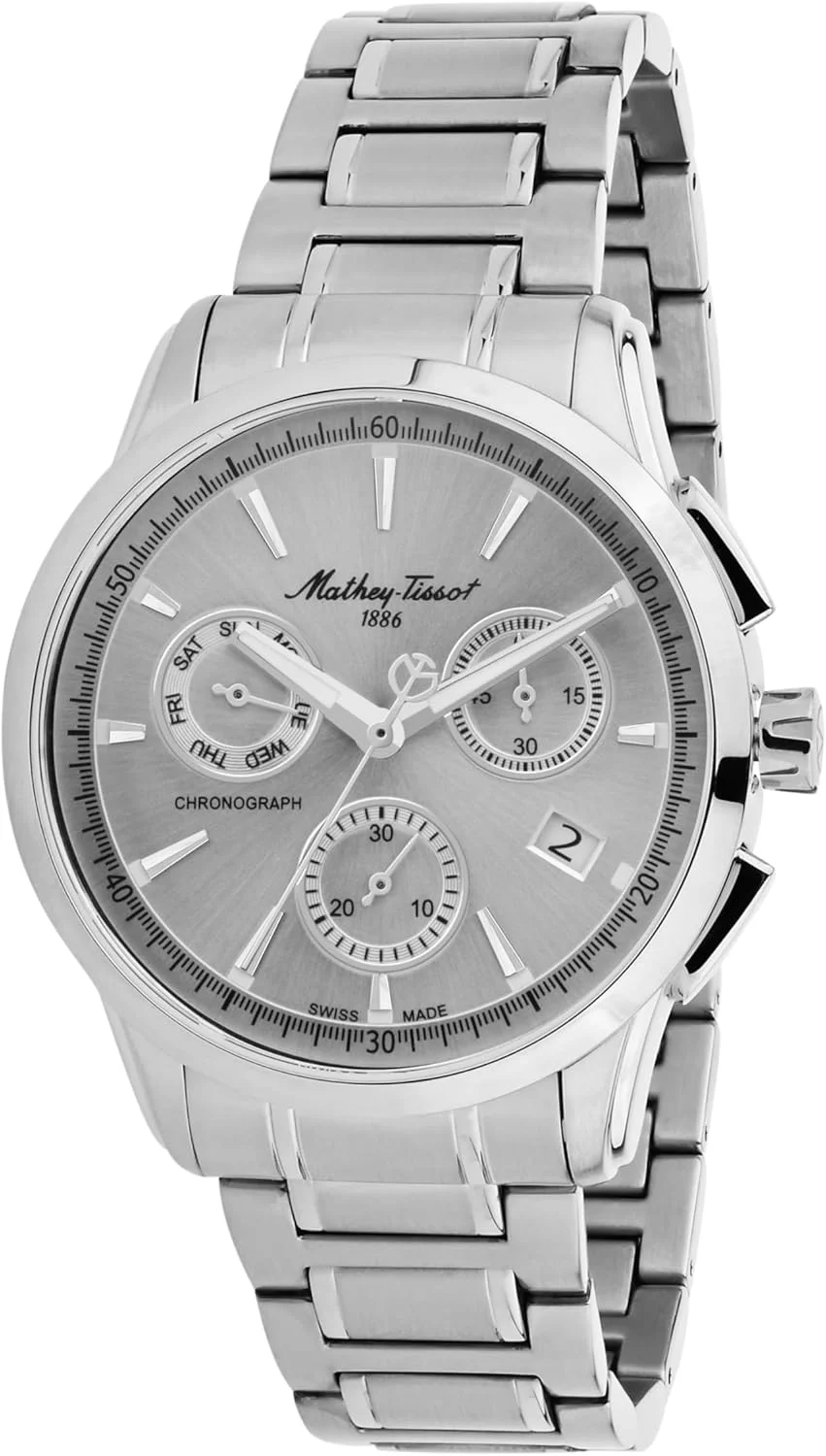 ساعت مچی مردانه متِی تیسوت مدل H198Chas با صفحه نقره‌ای، بدنه و بند استیل ضد زنگ نقره‌ای