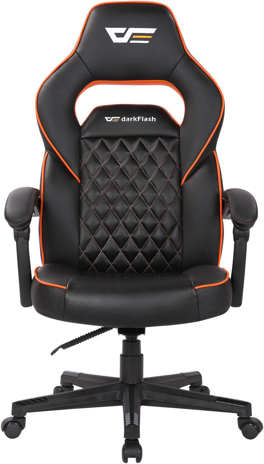 صندلی گیمینگ سری DarkFlash RC300 Butterfly-Function، فوم پلی یورتان، دسته قابل تنظیم، چرخ 50 میلی متری PU + نایلون، بالابر گازی کلاس 4، پشتی صندلی با قابلیت خم شدن 150 درجه، مشکی/نارنجی | RC300