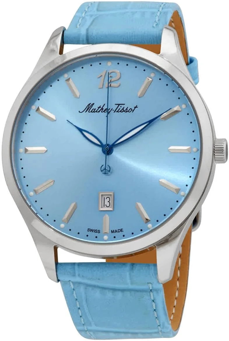 ساعت مچی مردانه متِی تیسو مدل Urban با صفحه آبی و بند چرمی آبی H411SKY