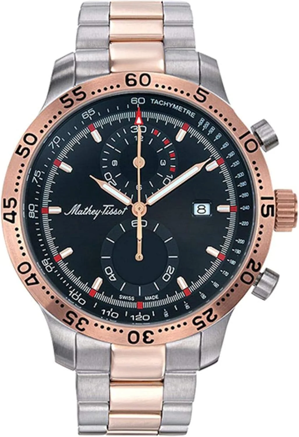 ساعت مچی مردانه متِی تیسو مدل H1823CHRN، ساخت سوئیس، آنالوگ، کرنوگراف، صفحه مشکی