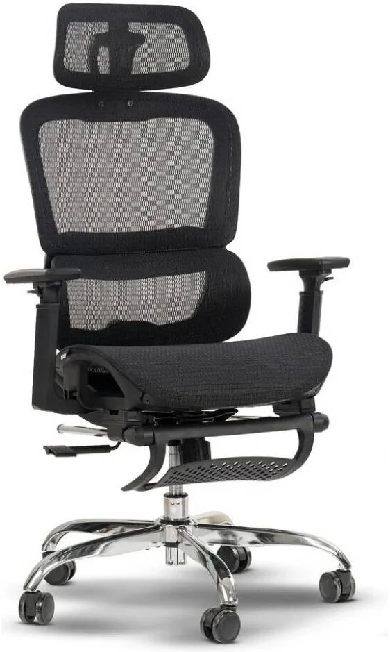 صندلی اداری ارگونومیک DROGO برای کار در منزل، صندلی کامپیوتر با توری تنفسی، صندلی قابل تنظیم، زیرپایی، دسته سه بعدی، تکیه گاه سر دو بعدی و پشتیبانی کمری | صندلی توری برای دفتر/خانه (مشکی) | DGC112