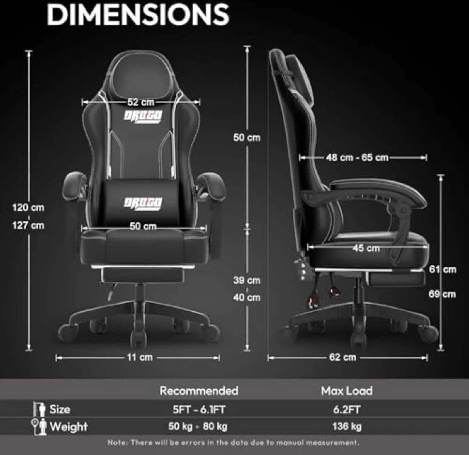 صندلی گیمینگ ارگونومیک DROGO Onyx، صندلی کامپیوتر پشتی بلند با چرم PU، تکیه گاه بازویی متصل، قابل تنظیم، پشتیبانی از سر و کمر، صندلی خانه و محل کار با زیرپایی، تکیه گاه، مشکی اونیکس | DGC012 صندلی گیمینگ ارگونومیک DROGO Onyx، صندلی کامپیوتر پشتی بلند با چرم PU، تکیه گاه بازویی متصل، قابل تنظیم، پشتیبانی از سر و کمر، صندلی خانه و محل کار با زیرپایی، تکیه گاه، مشکی اونیکس | DGC012