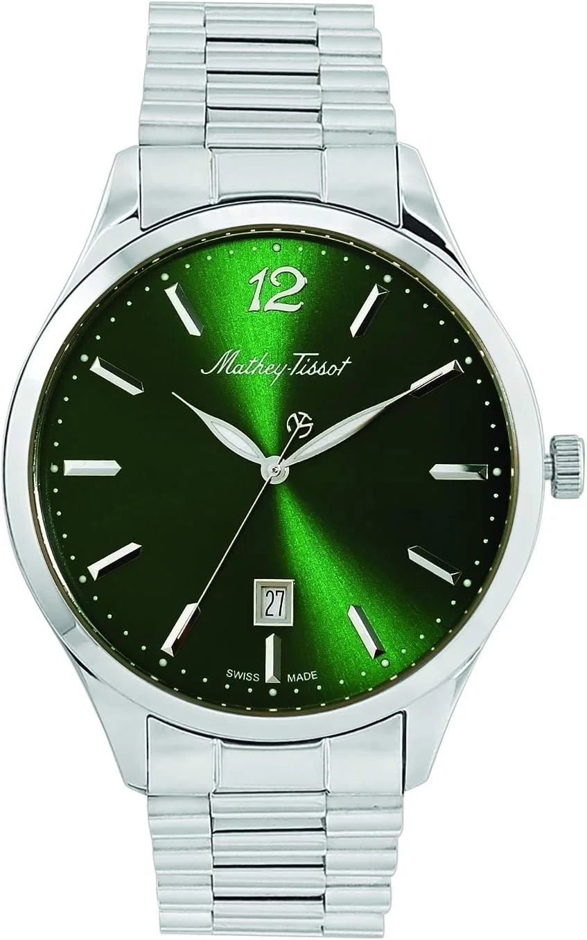 ساعت مچی مردانه متِی تیسو مدل آنالوگ با صفحه سبز - H411MAV، بند فلزی